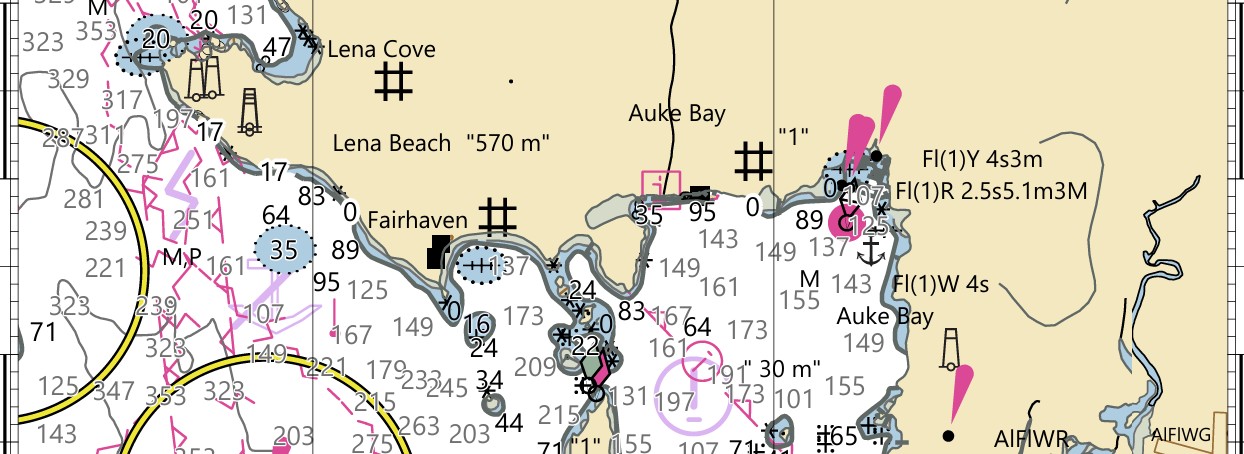 chart of Auk Bay, Juneau Alaska